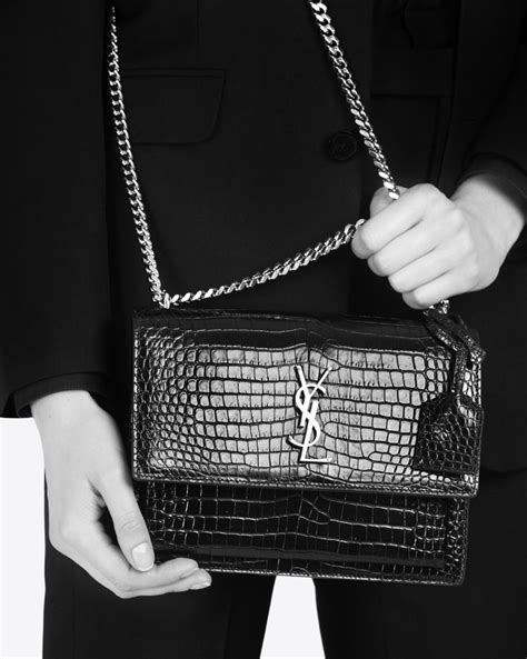 crocodile ysl bag|medium sunset leather shoulder bag.